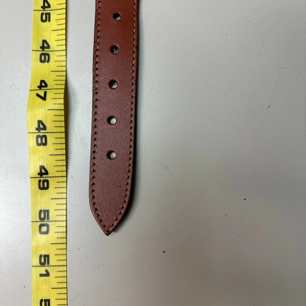 Vintage Nautical Flag Canvas Leather Belt Made in Argentina Brown Brass Size 46